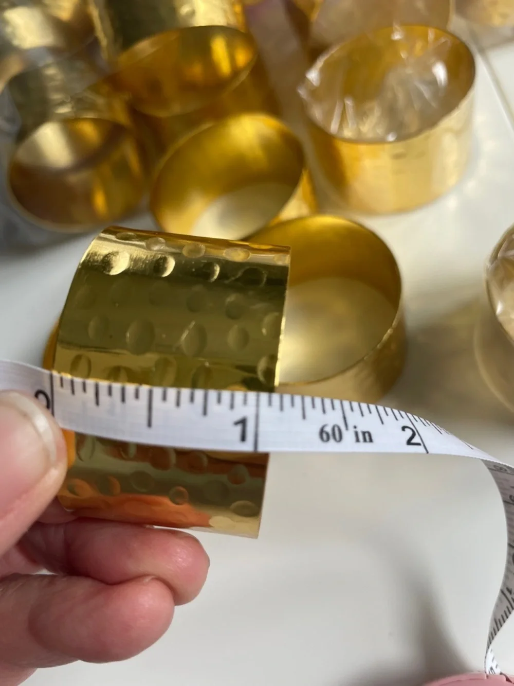 Gold Hammered Metal Napkin Rings - Set of 20